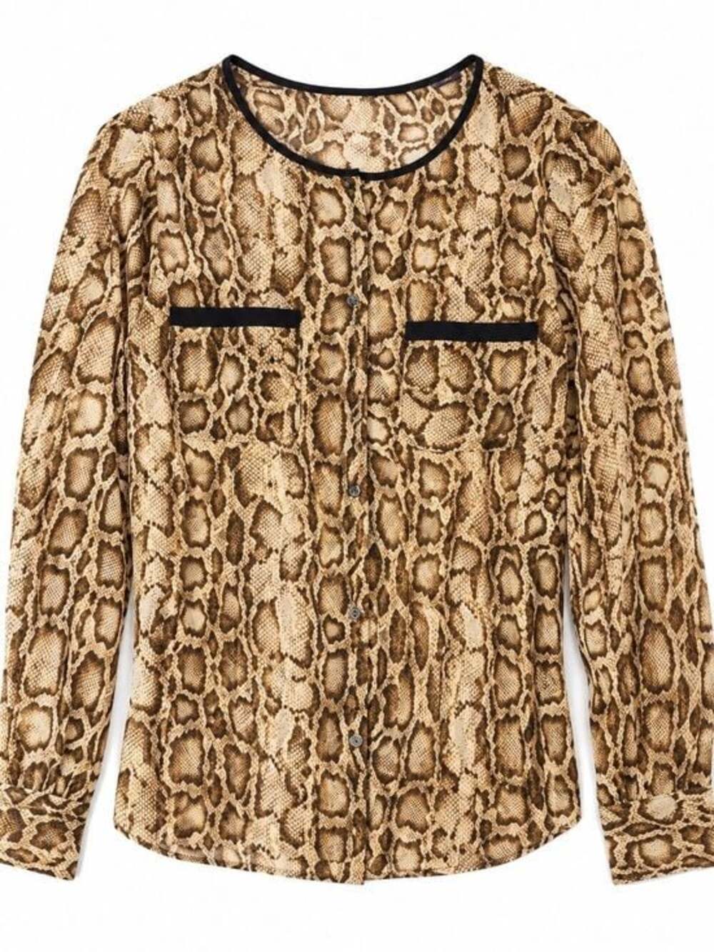 Rachel Roy Snakeskin Print Button-Up Blouse - Size XL New